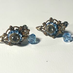 Liz Palacios Blue Swarovski Crystal Earrings Vintage 90s Fashion Jewelry